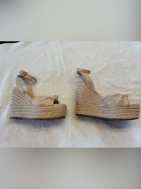 Gianni Bini Beige Woven Espadrille Wedge Sandals